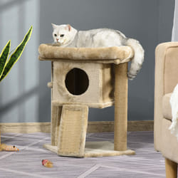 PawHut Cat Tree Activity Centre W/ Scratching Pad, Toy Ball, Cat House - Coffee