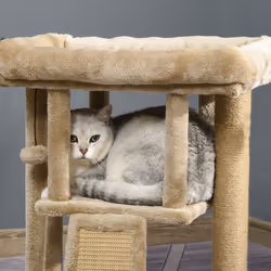 PawHut Cat Tree Activity Centre W/ Scratching Pad, Toy Ball, Cat House - Coffee