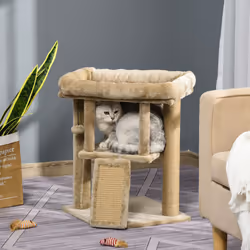 PawHut Cat Tree Activity Centre W/ Scratching Pad, Toy Ball, Cat House - Coffee - Additional view 4