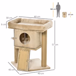 PawHut Cat Tree Activity Centre W/ Scratching Pad, Toy Ball, Cat House - Coffee - Additional view 6