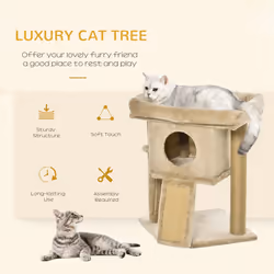 PawHut Cat Tree Activity Centre W/ Scratching Pad, Toy Ball, Cat House - Coffee - Additional view 7