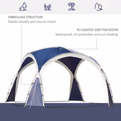 Outsunny Outdoor Gazebo Event Dome Shelter Party Tent for Garden Blue and Grey