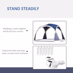 Outsunny Outdoor Gazebo Event Dome Shelter Party Tent for Garden Blue and Grey - Additional view 5