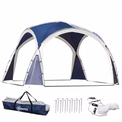 Outsunny Outdoor Gazebo Event Dome Shelter Party Tent for Garden Blue and Grey - Additional view 8