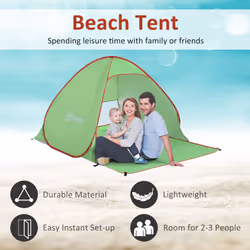 Outsunny 2-3 Person Pop up Tent Instant Camping Tent Sun Shade Shelter, Green