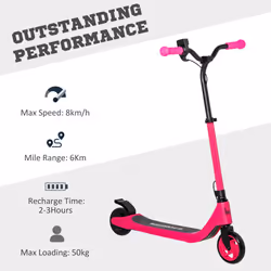 HOMCOM 120W Electric Scooter w/ Rear Break - Pink
