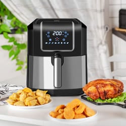 HOMCOM Air Fryer 1700W 6.5L with Digital Display Timer, Black and Grey