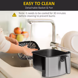 HOMCOM Air Fryer 1700W 6.5L with Digital Display Timer, Black and Grey
