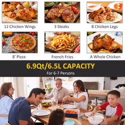 HOMCOM Air Fryer 1700W 6.5L with Digital Display Timer, Black and Grey - Additional view 6