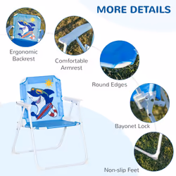 Outsunny Kids Foldable Four-Piece Garden Set w/ Table, Chairs, Umbrella - Blue - Additional view 7