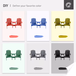 Outsunny Wooden Outdoor Double Adirondack Chair w/ Table Natural