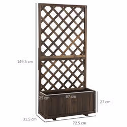 Outsunny Flower Stand Plant Shelf Outdoor Pine w/ Trough Planter, Carbonised - Additional view 9