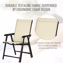 Outsunny 2-PCS Garden Armchairs Outdoor Patio Folding Furniture Beige