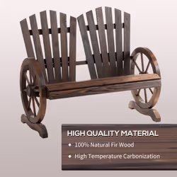 Outsunny 2 Seater Garden Bench w/ Wheel-Shaped Armrests Carbonized Colour