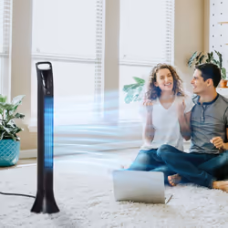 HOMCOM LED 36 Inch Tower Fan 70 Oscillation 3 Speed Remote Controller, Black