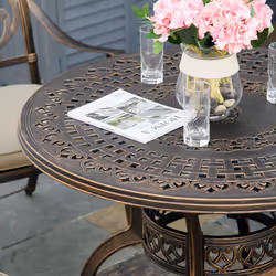 Outsunny 4 Seater Outdoor Dining Set with Cushions Parasol Hole Cast Aluminium