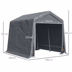Outsunny Garden Storage Tent Bike Shed w/ Metal Frame & Zipper Doors, Grey - Additional view 7