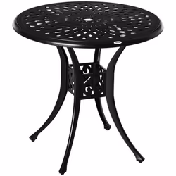 Outsunny 78cm Round Garden Dining Table with Parasol Hole Cast