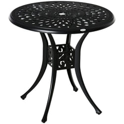 Outsunny 78cm Round Garden Dining Table with Parasol Hole Cast