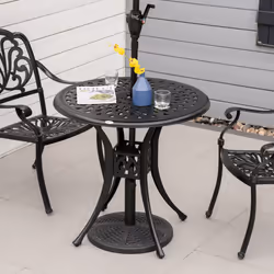 Outsunny 78cm Round Garden Dining Table with Parasol Hole Cast