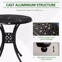 Outsunny 78cm Round Garden Dining Table with Parasol Hole Cast