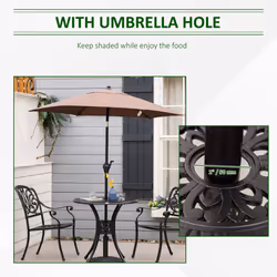 Outsunny 78cm Round Garden Dining Table with Parasol Hole Cast - Additional view 4