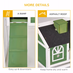 PawHut Rabbit Hutch Wood Bunny Cage for Outdoor Indoor w/ Pull Out Tray Ramp - Additional view 4