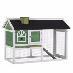 PawHut Rabbit Hutch Wood Bunny Cage for Outdoor Indoor w/ Pull Out Tray Ramp - Additional view 8