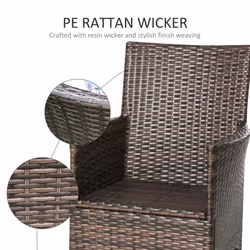 Outsunny 2 Pieces Outdoor Rattan Armchair Garden Dining Chair Set Brown - Additional view 5