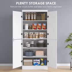 HOMCOM Kitchen Cupboard Storage Cabinet w/ 4 Doors and Adjustable Shelves,White