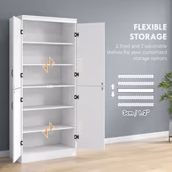 HOMCOM Kitchen Cupboard Storage Cabinet w/ 4 Doors and Adjustable Shelves,White