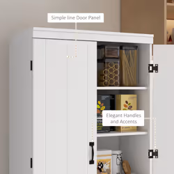 HOMCOM Kitchen Cupboard Storage Cabinet w/ 4 Doors and Adjustable Shelves,White - Additional view 5