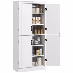 HOMCOM Kitchen Cupboard Storage Cabinet w/ 4 Doors and Adjustable Shelves,White - Additional view 8