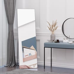 HOMCOM Full Length Mirror Floor Standing or Wall-Mounted, Dressing Mirror, Black