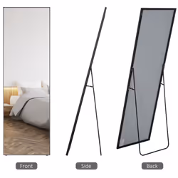 HOMCOM Full Length Mirror Floor Standing or Wall-Mounted, Dressing Mirror, Black
