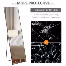 HOMCOM Full Length Mirror Floor Standing or Wall-Mounted, Dressing Mirror, Black - Additional view 5