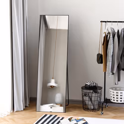 HOMCOM Full Length Mirror Floor Standing or Wall-Mounted, Dressing Mirror, Black - Additional view 8