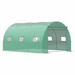 Outsunny Tunnel Greenhouse w/ PE Cover, Outdoor Plant House w/ Door & Window