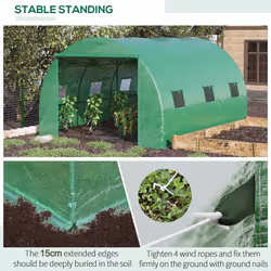 Outsunny Tunnel Greenhouse w/ PE Cover, Outdoor Plant House w/ Door & Window - Additional view 4