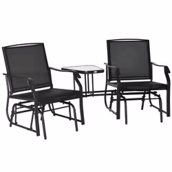 Outsunny Double Glider Companion Rocking Chairs Loveseat Garden Table