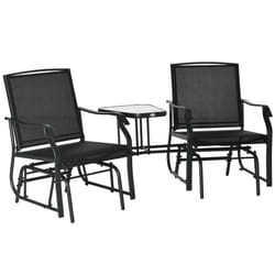 Outsunny Double Glider Companion Rocking Chairs Loveseat Garden Table