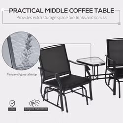 Outsunny Double Glider Companion Rocking Chairs Loveseat Garden Table