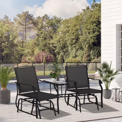 Outsunny Double Glider Companion Rocking Chairs Loveseat Garden Table - Additional view 8