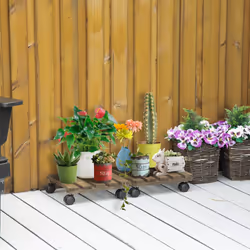 Outsunny 2 Pack Plant Stand with Wheels Flowerpot Holder Indoor & Outdoor Use