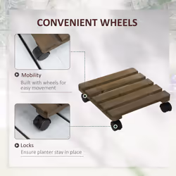 Outsunny 2 Pack Plant Stand with Wheels Flowerpot Holder Indoor & Outdoor Use