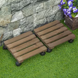 Outsunny 2 Pack Plant Stand with Wheels Flowerpot Holder Indoor & Outdoor Use - Additional view 5