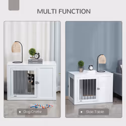 PawHut Furniture-Style Dog Crate End Table w/ 2 Doors, for Medium Dogs