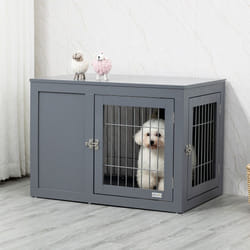 PawHut Furniture-Style Dog Crate w/ Two Lockable Doors, for Small & Medium Dogs