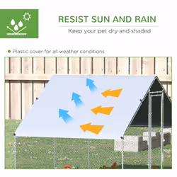 PawHut Walk In Chicken Run Large Galvanized Chicken Coop w/ Cover 3 x 2 x 2m