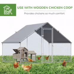 PawHut Walk In Chicken Run Large Galvanized Chicken Coop w/ Cover 3 x 2 x 2m